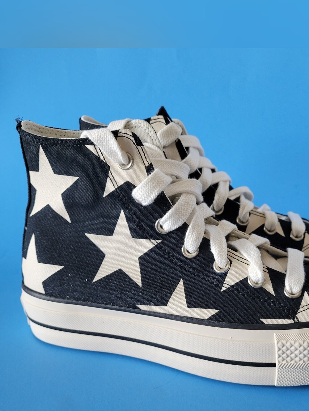 Converse Chuck Taylor All Star Lift Large Stars Black Ivory Woman's Sz 9 A09903C